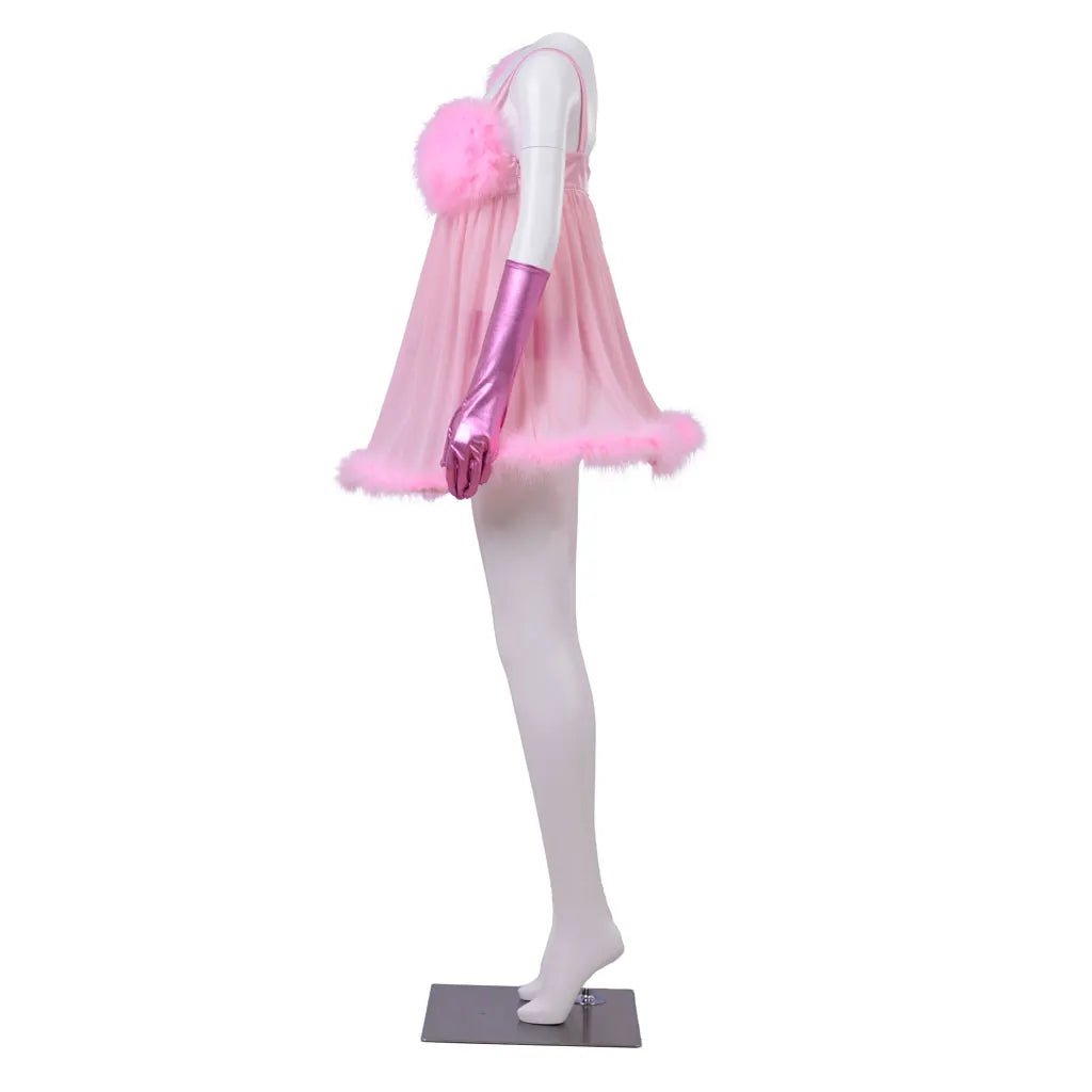 pink fembot dress Kendall Jenner Wore a Giant Blonde Wig as a Fembot for Halloween