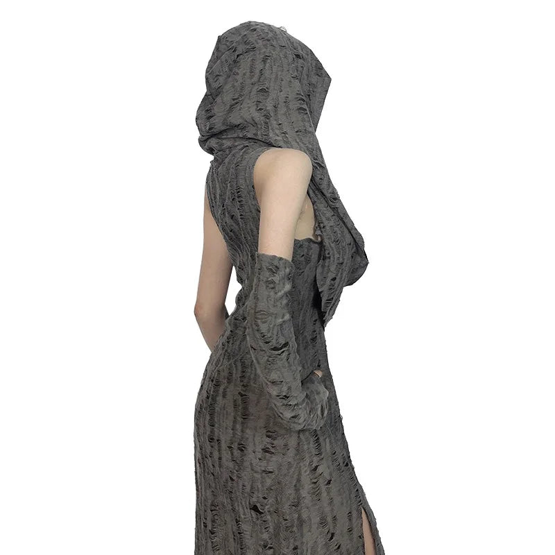 grey witch dress Halloween edition: dramatic black cloak and witch dress :: Armstreet