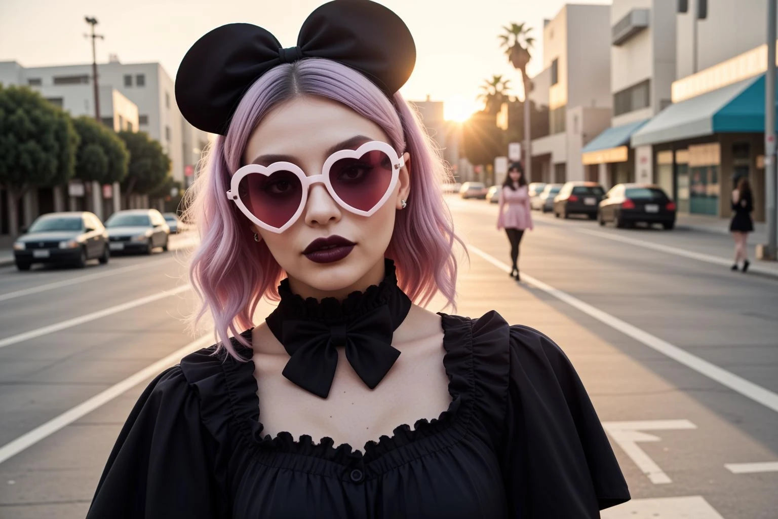 girl in pink heart glasses