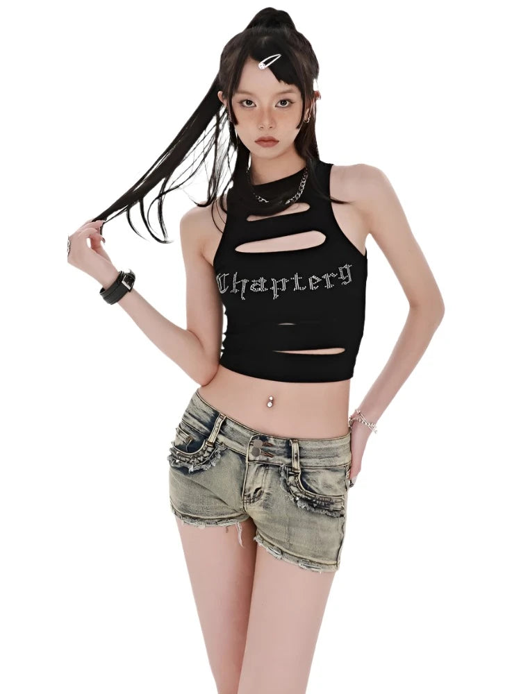 Low-Rise Riot Denim Shorts