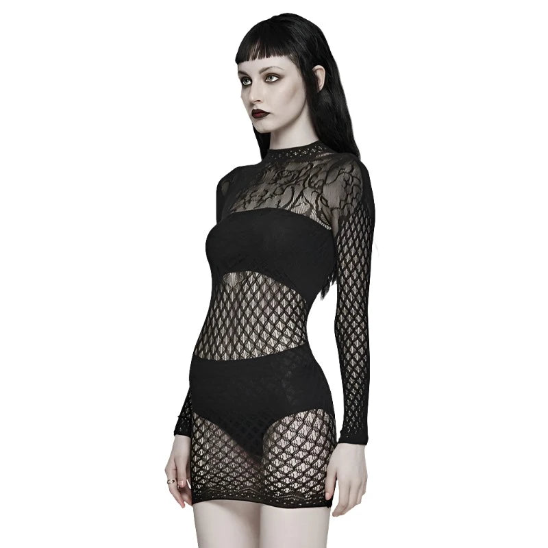 Hollowed Out Heart Mesh Dress