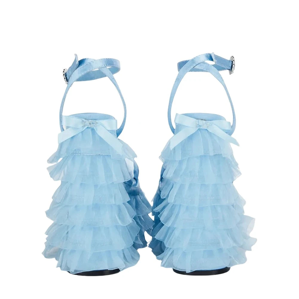 Sky Blue Satin Platforms