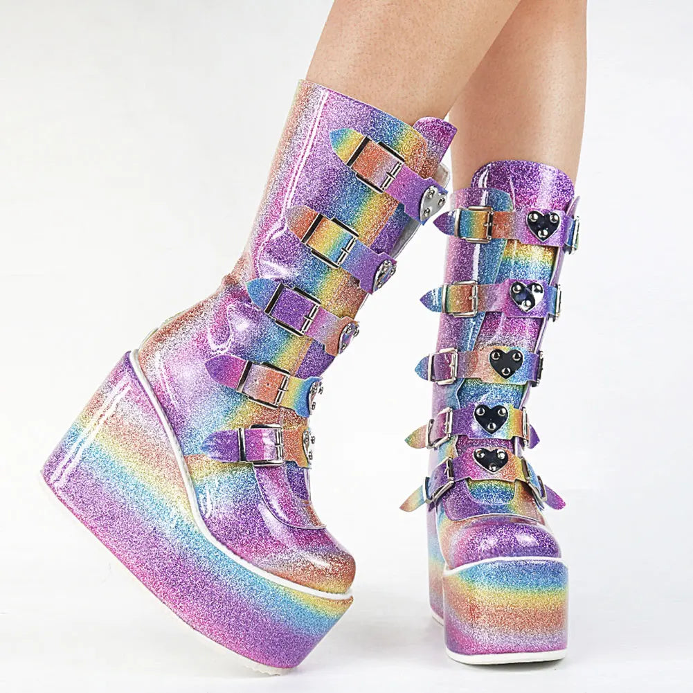 Glittered Hell Platform Boots