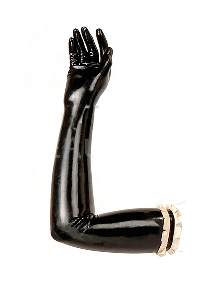 Long Latex Gloves w/ Ruffles