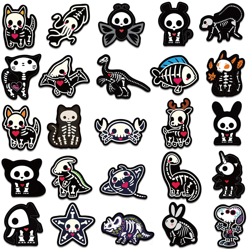 Skeleton Friends Stickers (50 pcs)