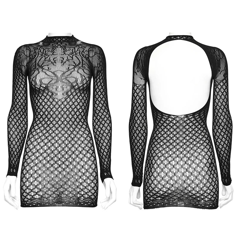 Hollowed Out Heart Mesh Dress