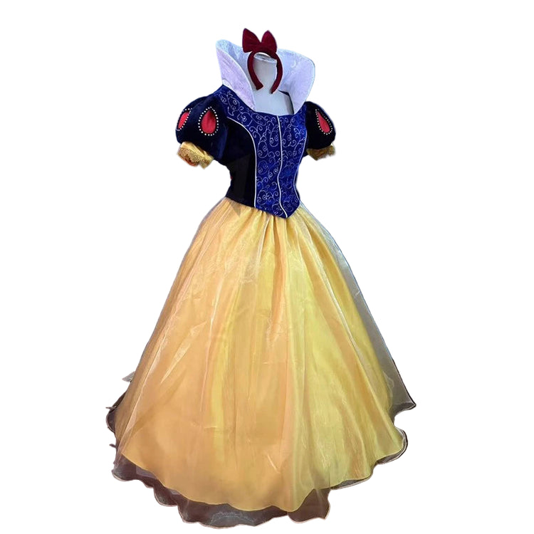 Costume with blue top and yellow skirt on a blue background