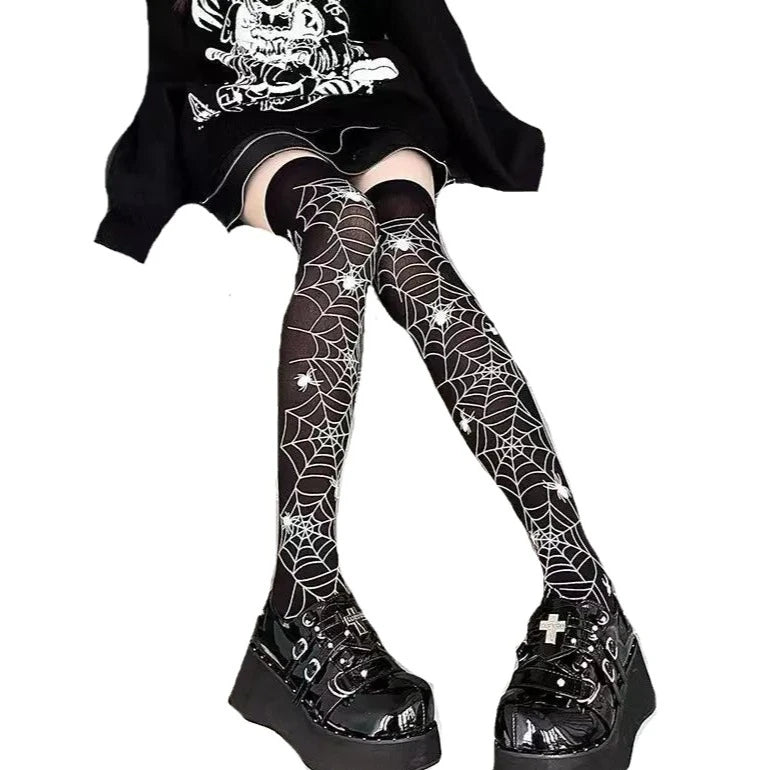 Goth Kawaii Spiderweb Stockings