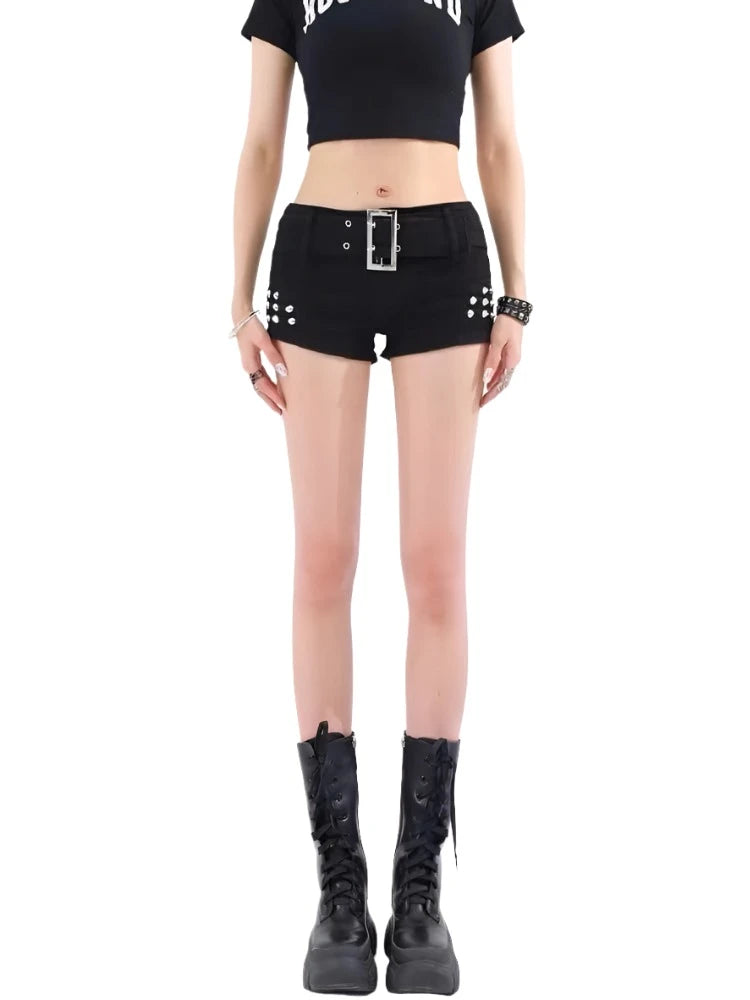 Black Cat Low Waist Shorts