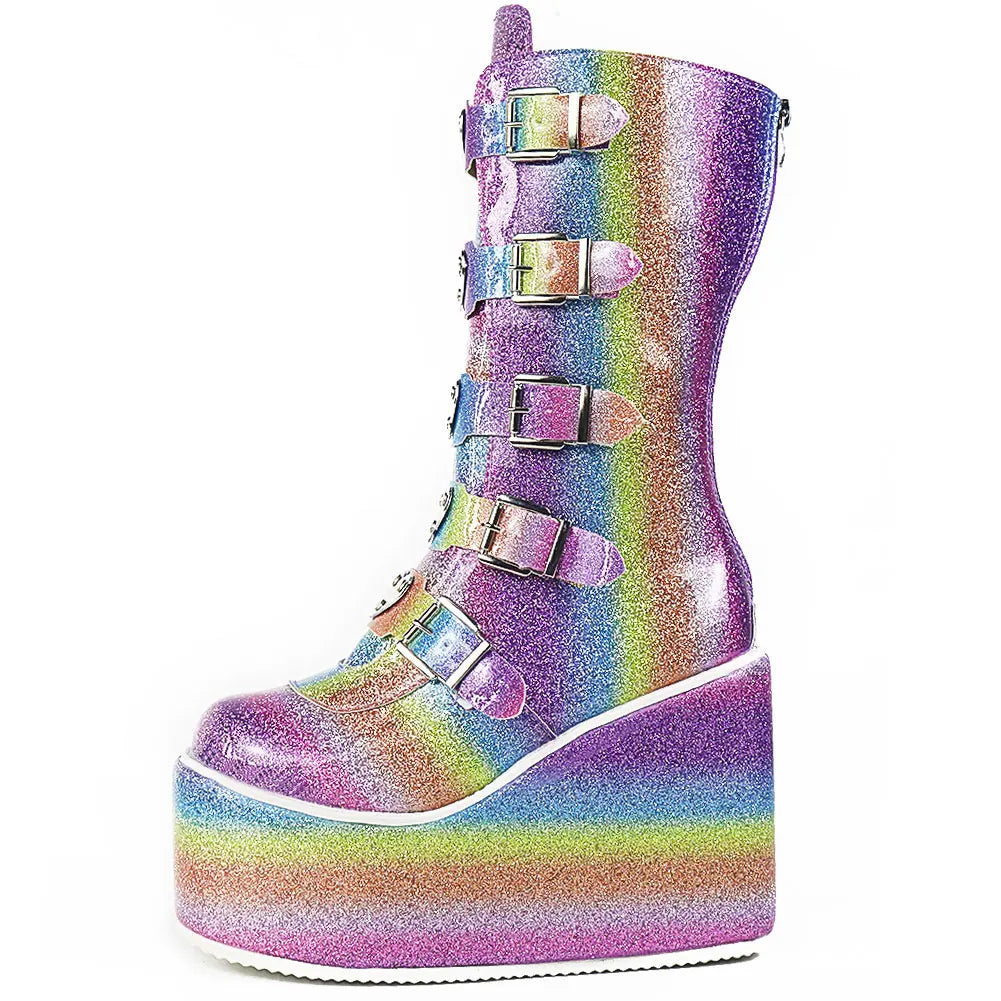 Glittered Hell Platform Boots