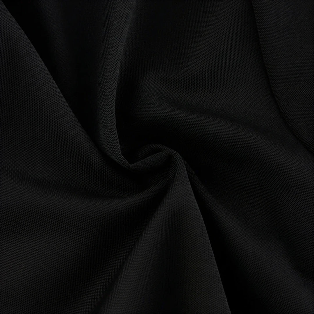 Black sundress with soft, flowing fabric and subtle gathered detailing.