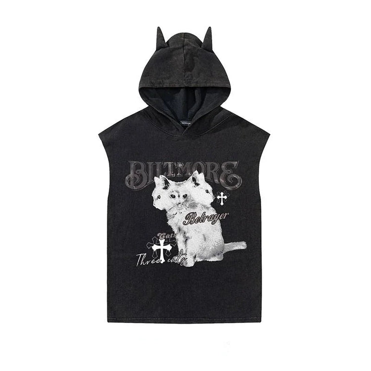 Black Cat Hooded Top - Lace & Thornz