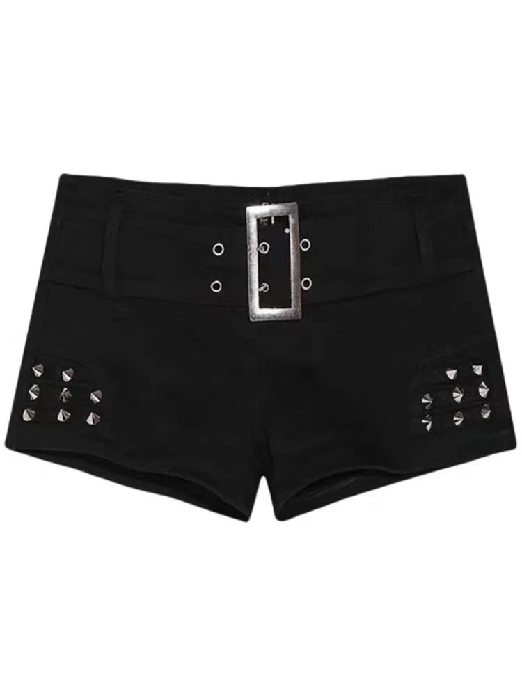 Black Cat Low Waist Shorts - Lace & Thornz