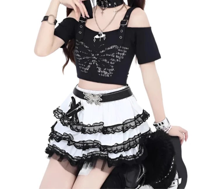 'Checkered Past' Skirt - Lace & Thornz