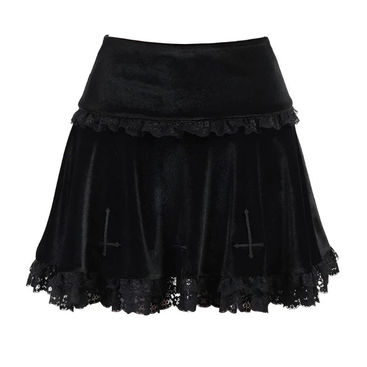 Dark Destiny Velvet Skirt - Lace & Thornz