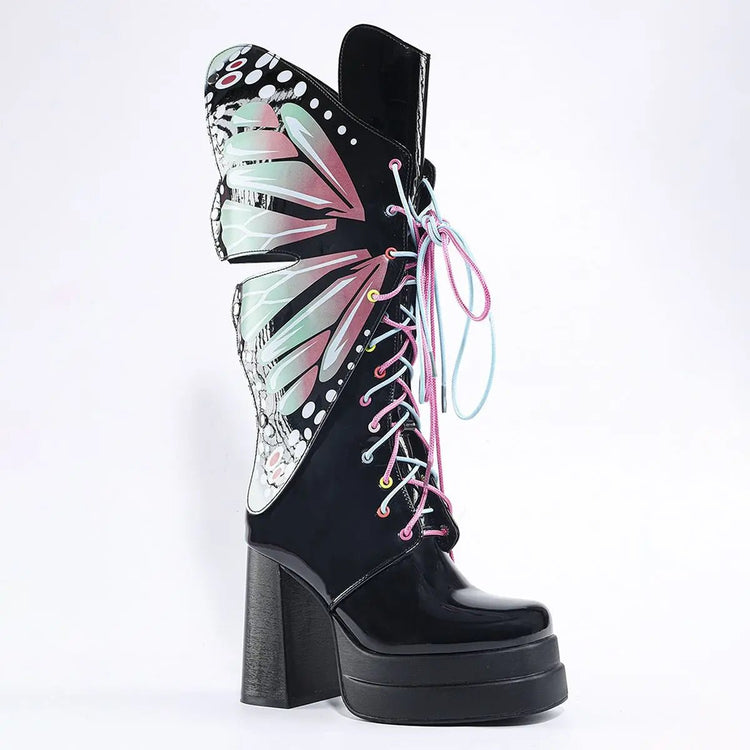 Fairy Goth Flutter Platform Boots - Lace & Thornz