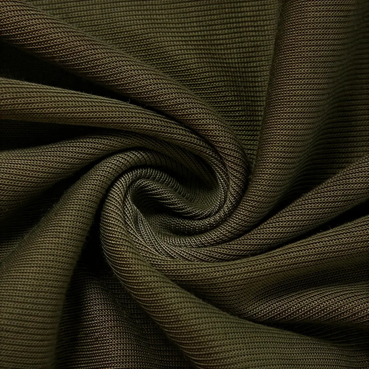 Dune Witch Dress in olive green, textured knit fabric with subtle ribbed pattern.