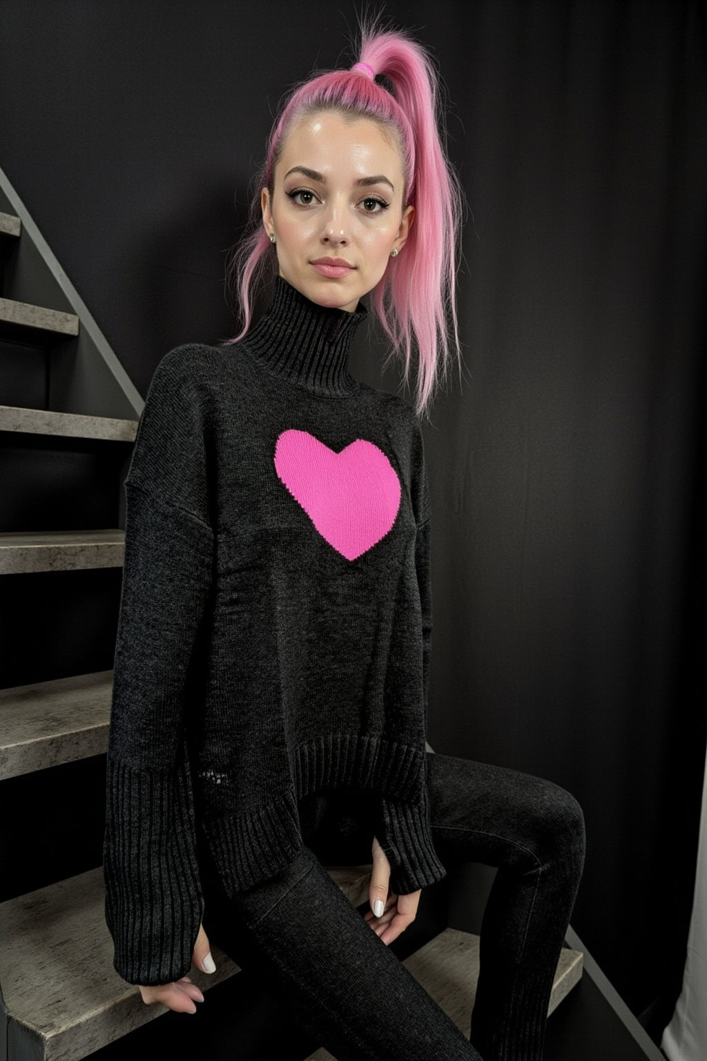 Heart - Stopper Turtleneck Sweater - Lace & Thornz