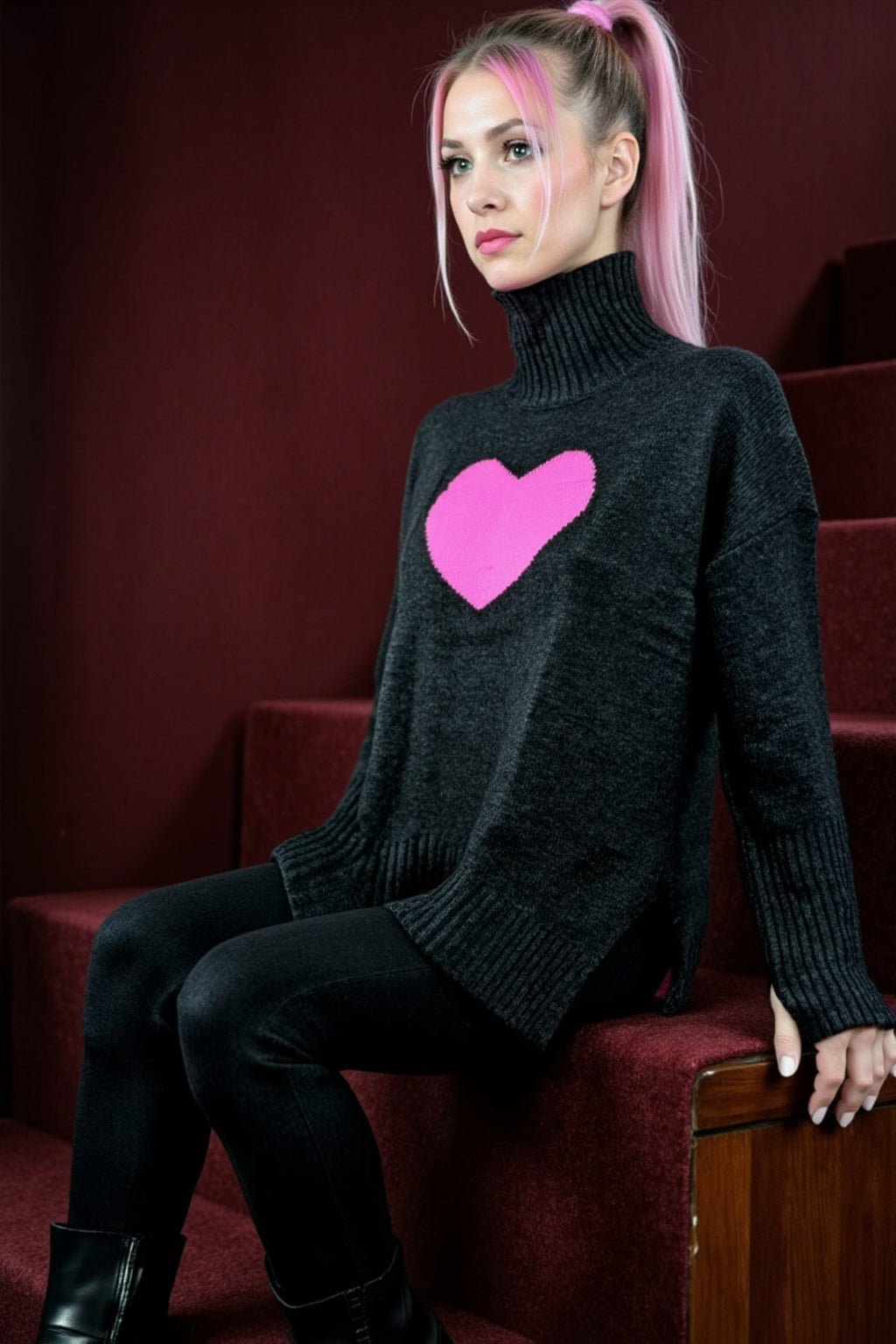 Heart - Stopper Turtleneck Sweater - Lace & Thornz