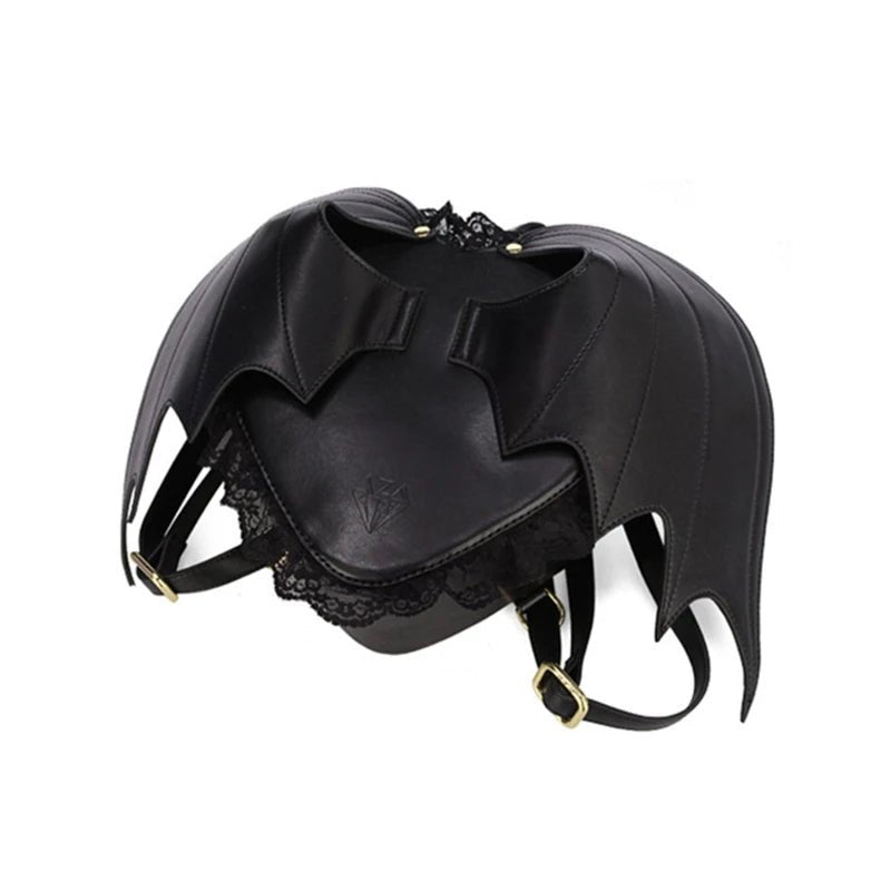 black leather lace backpack Little Devil Backpack