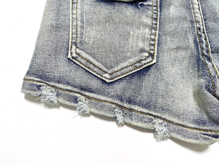 Low - Rise Riot Denim Shorts - Lace & Thornz