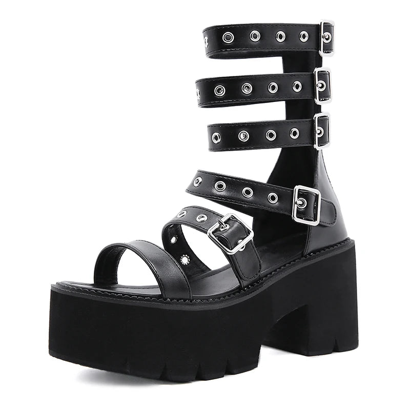 Midnight Meltdown Platform Sandals - Lace & Thornz