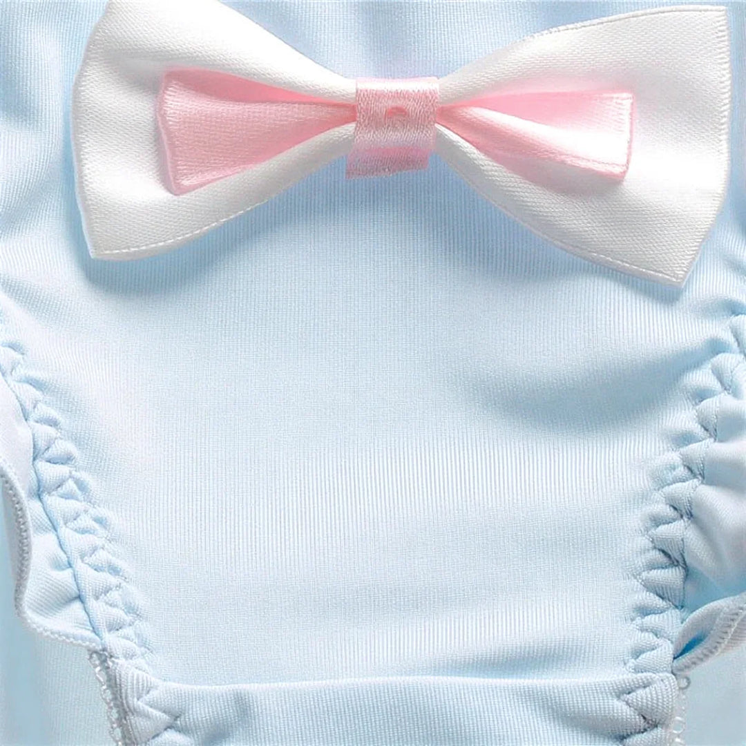 Light blue peek-a-boo bunny undies with white and pink bow.