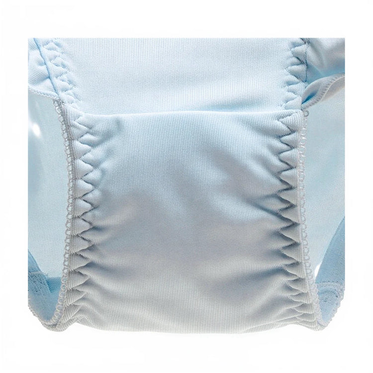 Light blue cotton bunny-themed underwear with elasticated ruched waistband.