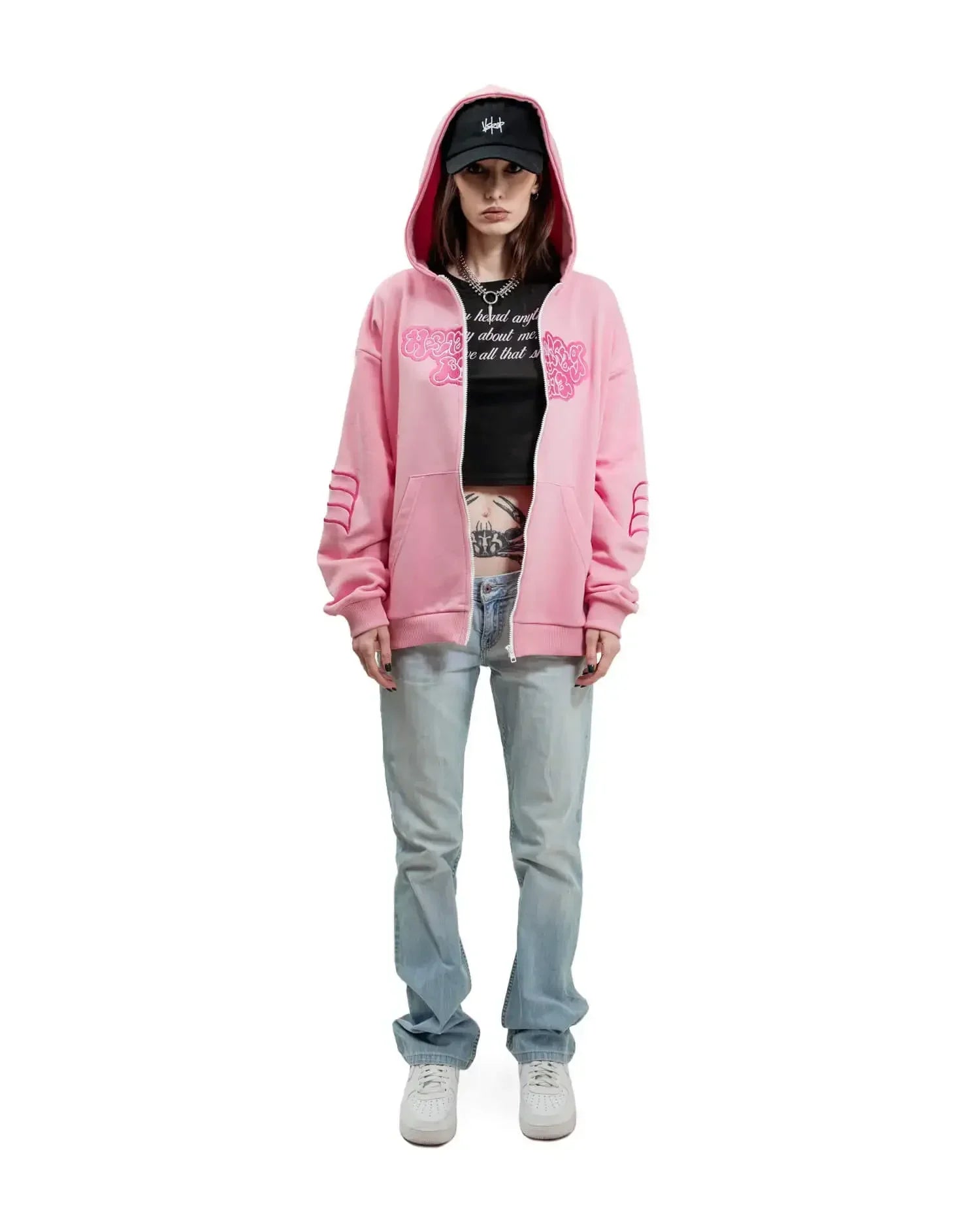 Pink Death Zip Up Hoodie - Lace & Thornz