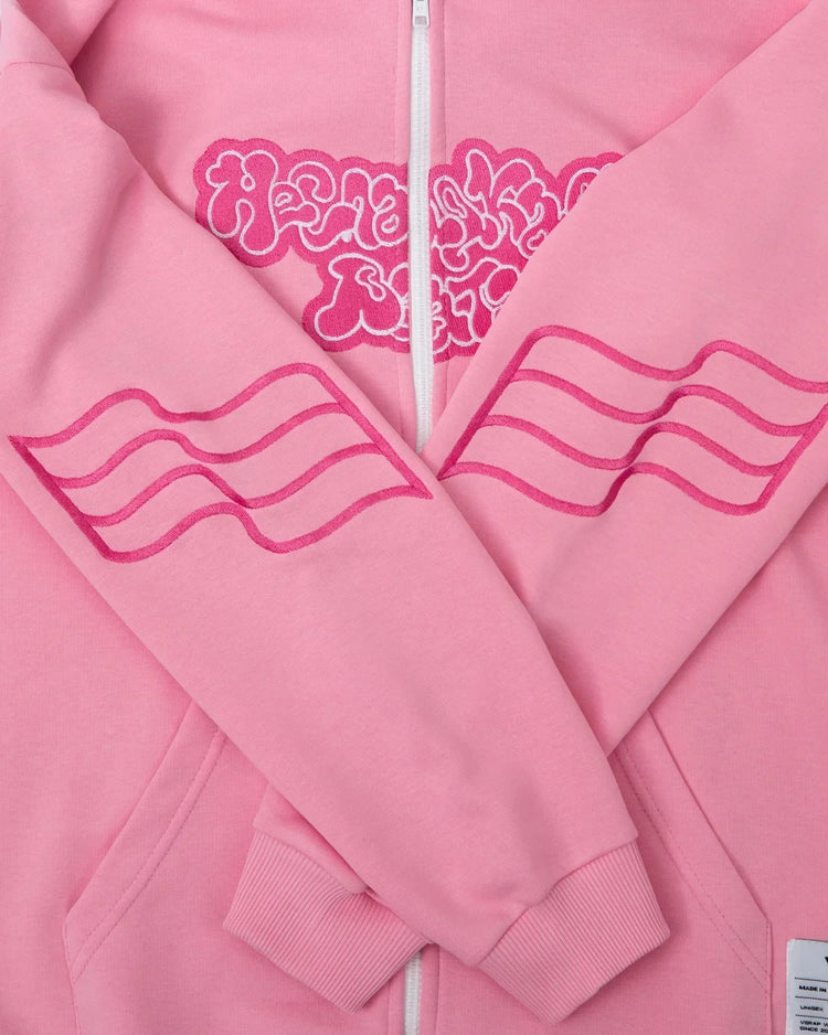 Pink Death Zip Up Hoodie - Lace & Thornz