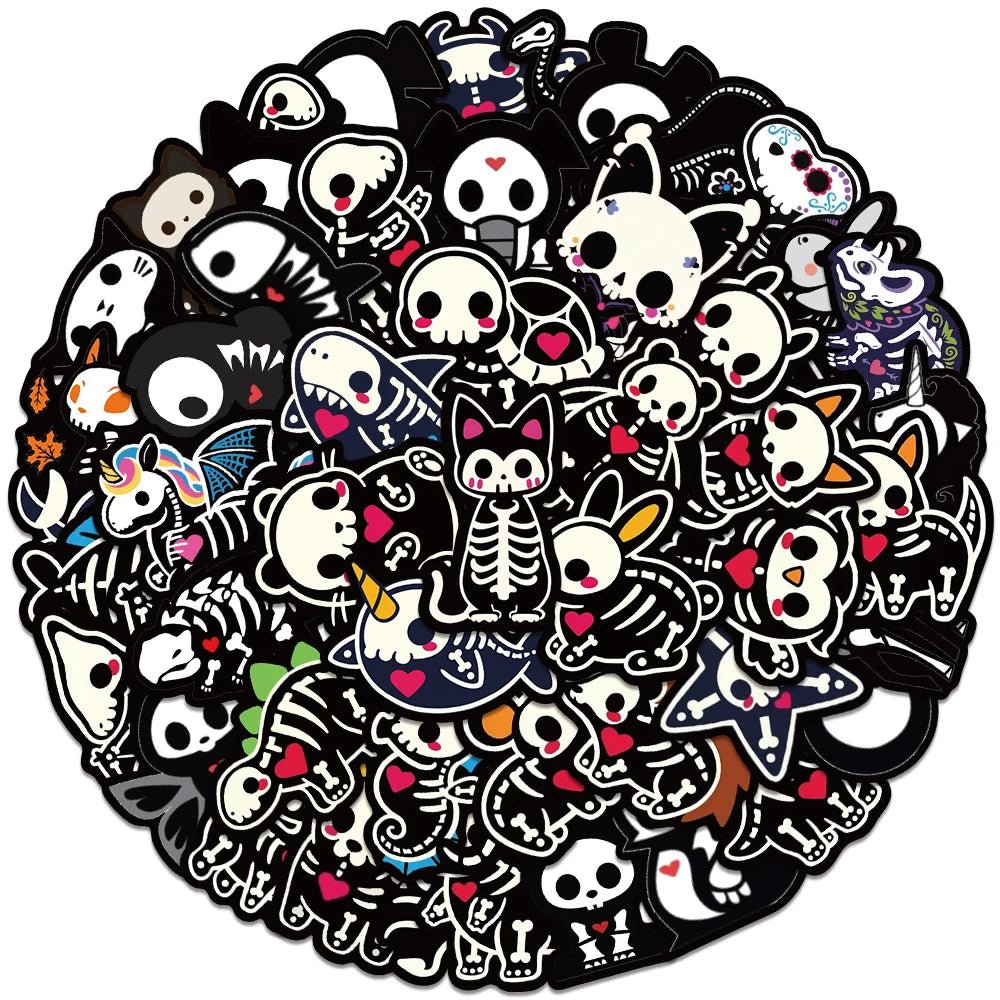 Skeleton Friends Stickers (50 pcs) - Lace & Thornz