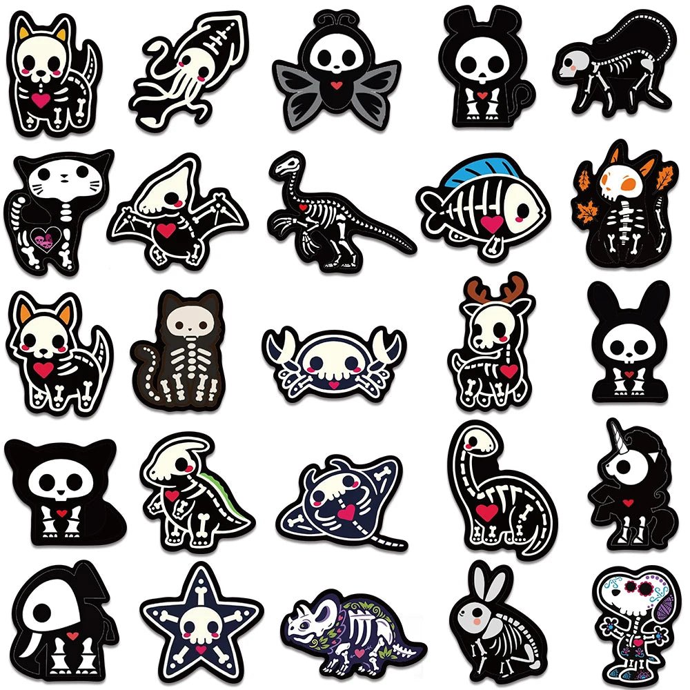 Skeleton Friends Stickers (50 pcs) - Lace & Thornz