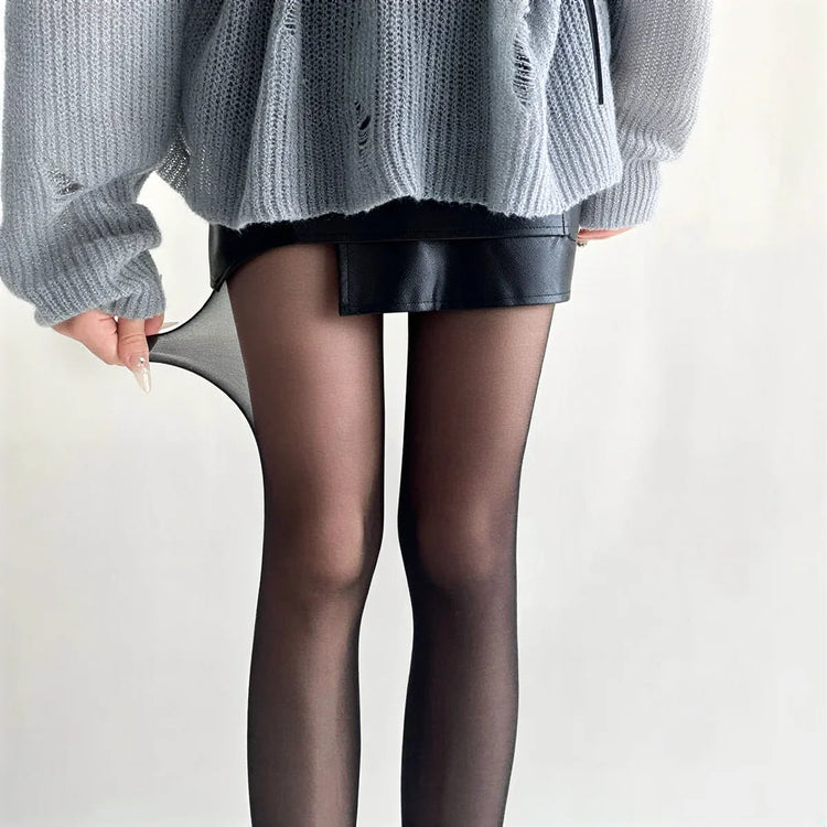 Vibe Legwear: sheer black tights with reinforced back seam for comfort and durability.