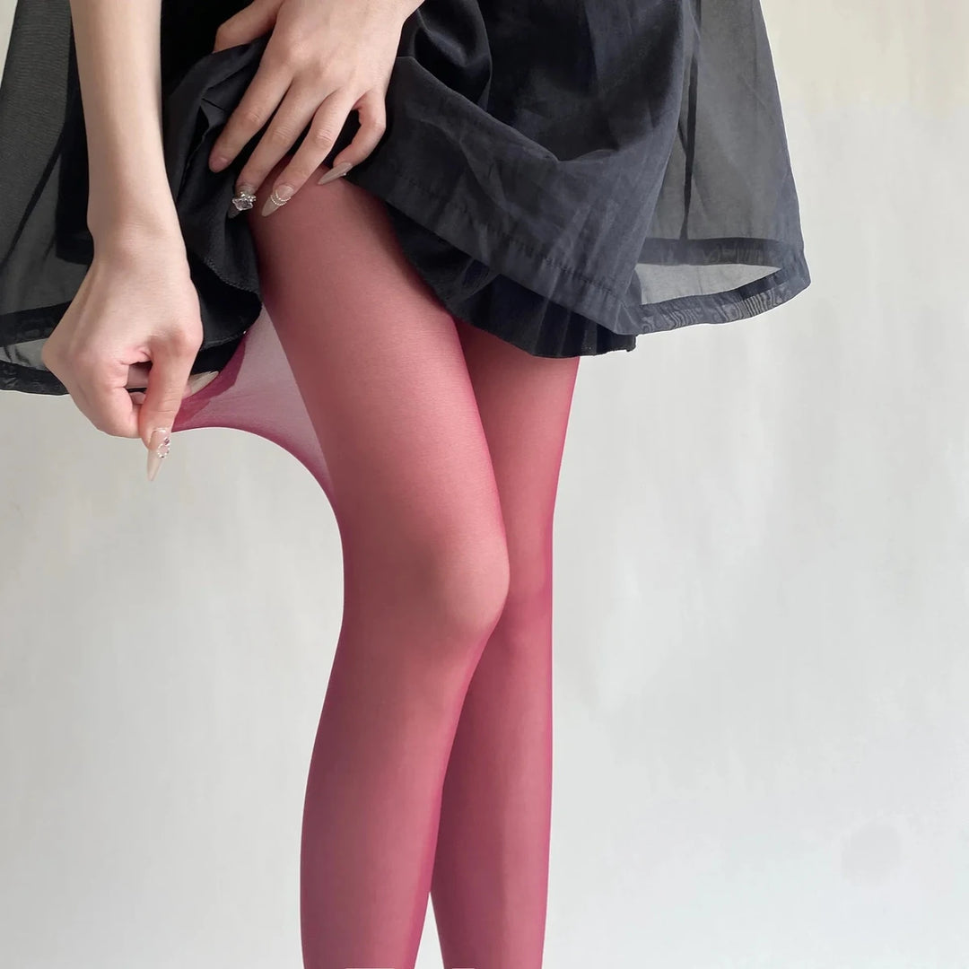 Vibe Legwear: smooth rose pink sheer tights with subtle sheen and seamless finish