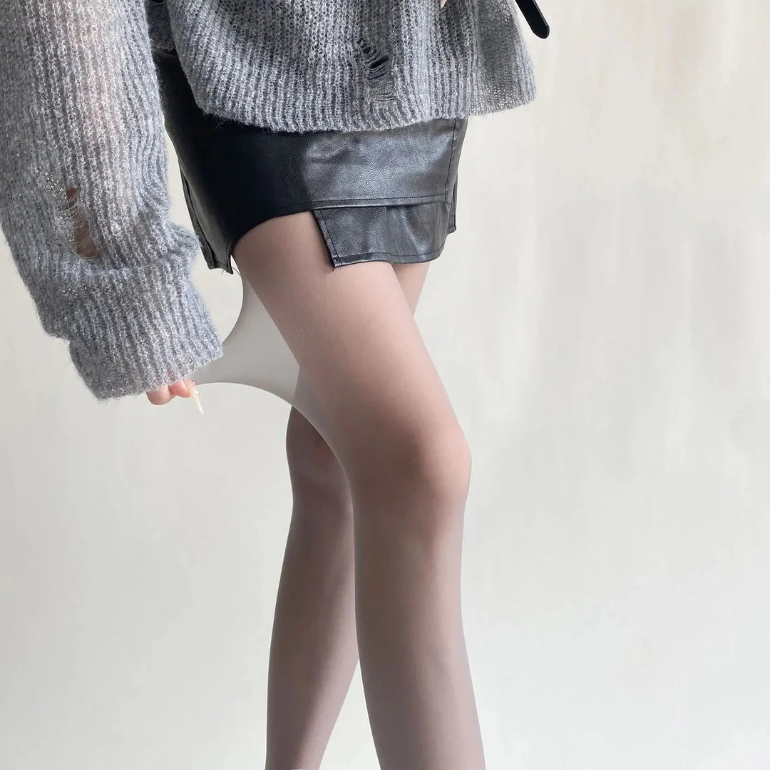 Vibe Legwear: sheer nude tights with smooth texture and subtle sheen.